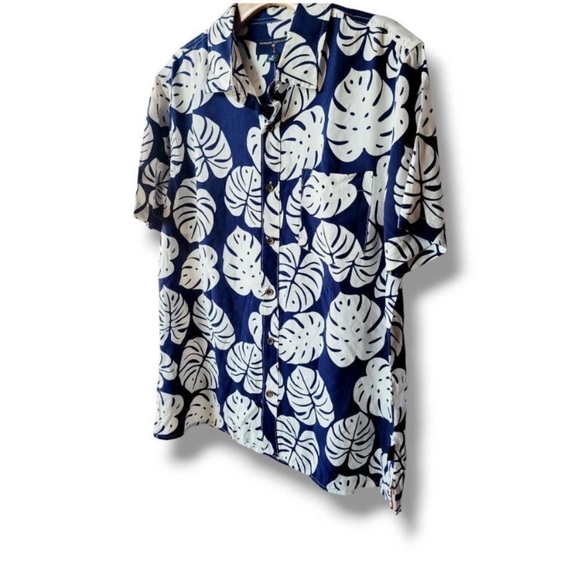Margaritaville navy & white short sleeve button down shirt new - Picture 2 of 6